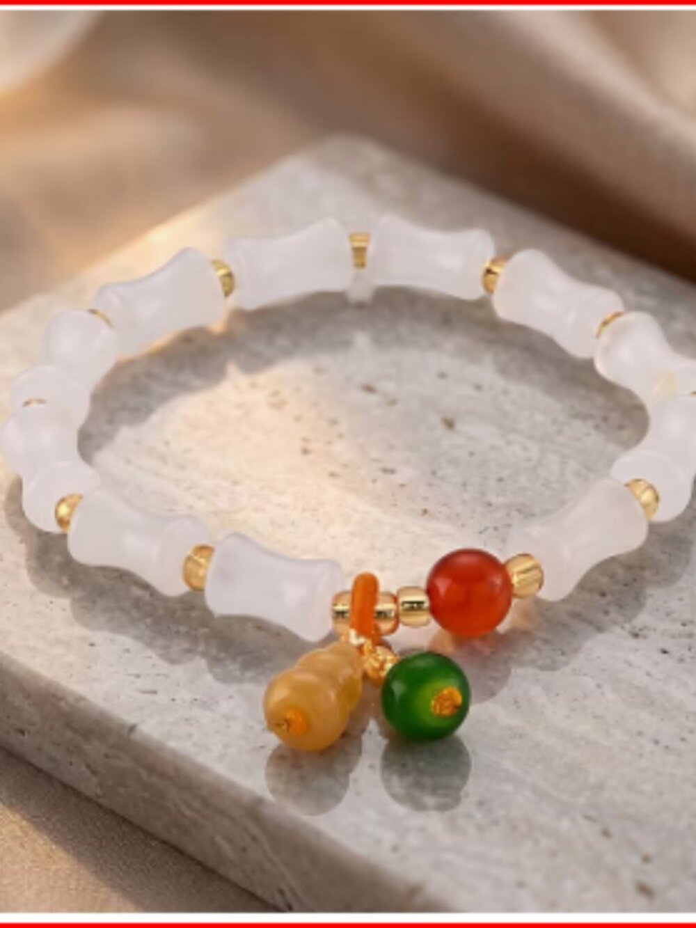 Script Stone 60.00 ctw Beaded Stretch Bracelet